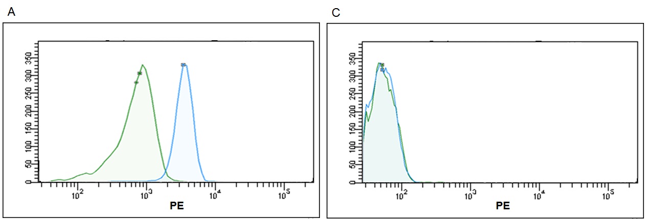 Representative histograms for detection of same exosome quantity 1